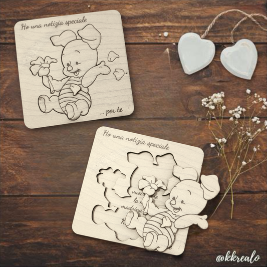 Quadretto proposta padrino, madrina in legno betulla a tema pimpi - personalizzabile frase e personaggio Proposta battesimo