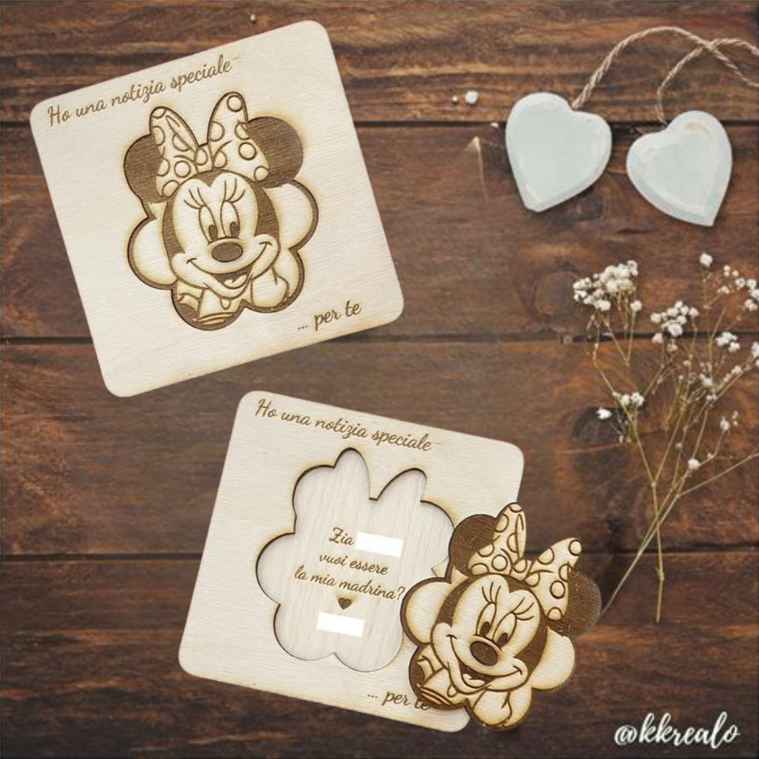 Quadretto proposta padrino, madrina in legno betulla personalizzabile frase e personaggio Proposta battesimo